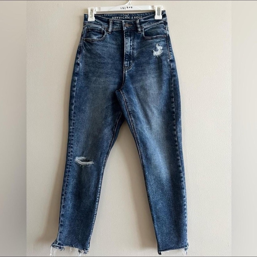 American Eagle Stretch Ripped Highest Waist Mom Jeans